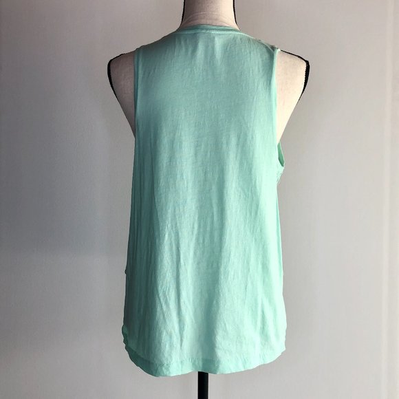 J CREW MINT GREEN LACE PANEL COTTON TANK TOP - Picture 2 of 4